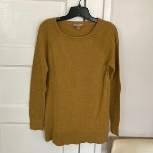 Loft mustard cotton blend sweater waffle knit sleeves